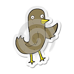 A creative sticker of a funny cartoon bird