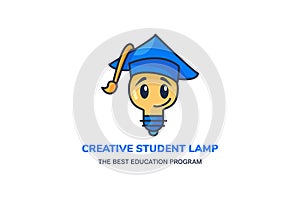 Creative student lamp educate program logo vector