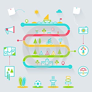 Creative Summer Outdoor Activities Infographics Icons Elements