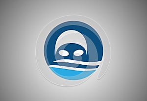 Creative swimming logo design, Vector illustration