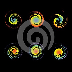 Creative Swirl Vector Symbols are similar to the image of hurricane cyclone wind, tropical typhoon, spiral storm