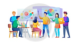 Creative Team Brainstorming Session, Collaborative Vector Art, vector design Generative AI