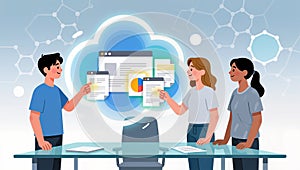 Creative team collaboration on AI data analysis project