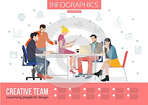 Creative Team Infographics. Business meeting and
