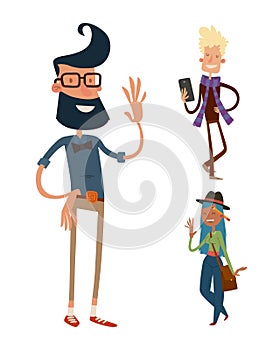 Creative team people hipster business landing page website profile design studio designer art-director character set