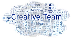 Creative Team word cloud, made with text only.