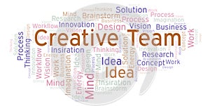 Creative Team word cloud, made with text only.
