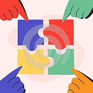 Creative Teamwork Puzzle Concept Illustration