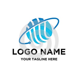 creative tech circle globe logo design