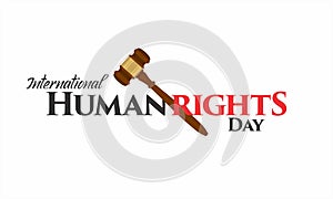 Creative Template Design for International Human Rights Day. Judge Hammer. Vector