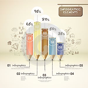 Creative template with pencil bar chart