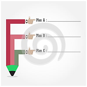 Creative template with pencil ribbon banner flow chart