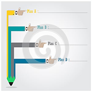 Creative template with pencil ribbon banner flow chart, business