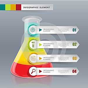 Creative template tube glass for infographic vector 4 options.
