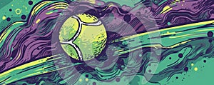 Creative Tennis Art Abstract Wimbledon Banner Illustration. Generative AI