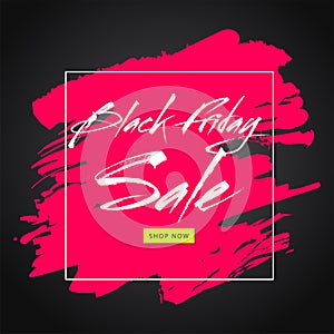 Creative text Black Friday Sale on pink brush stroke background can be used as poster