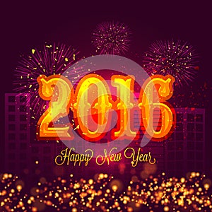 Creative text for Happy New Year 2016.