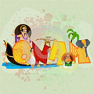 Creative Text for Onam Festival celebration.