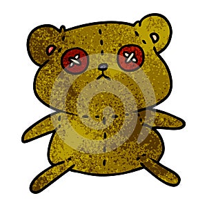 A creative textured cartoon of a cute stiched up teddy bear