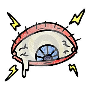 A creative textured cartoon doodle of an enraged eye