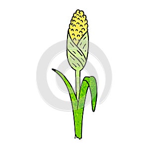 A creative textured cartoon doodle of fresh corn on the cob