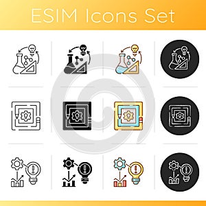Creative thinking icons set