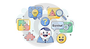 Creative Thinking, Idea Generation, Eureka Concept Illustration