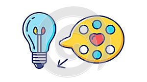 Creative Thinking Idea Icon with Light Bulb & Palette, vector design Generative AI