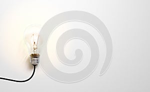 Creative thinking ideas brain innovation concept. Light bulb on white background