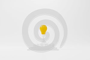 Creative thinking ideas and innovation concept. Rocket light bulb flying a book on background