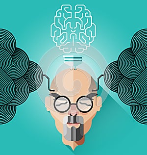 Creative thinking old business man concept vector