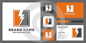 Creative Thunder Concept Logo Design with business card Template
