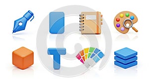 Creative toolkit icons set digital art design tools and graphic design software icons