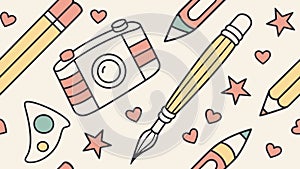 Creative Tools & Art Supplies Pattern, Artistic Background, vector design Generative AI