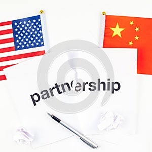 Concept of trade war between USA and China