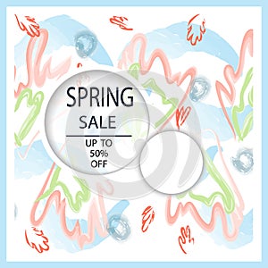 Creative Total Spring Sale headers or banners with discount offer. Art posters. Design for seasonal clearance. It can be used in