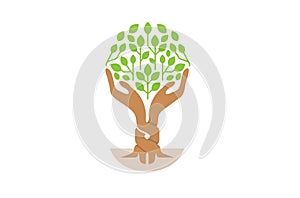 Creative Two Hands Tree Balance Logo