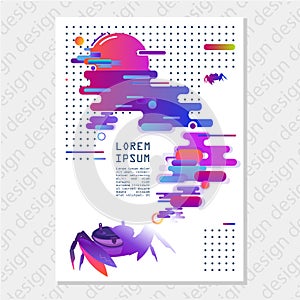 Creative universal abstract art poster in modern futuristic style with elements of marine fauna. Notebooks, reports, booklets or a