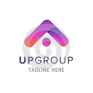 Creative up group company logo, Business branding symbol with tagline template. Modern emblem for corporate identity.