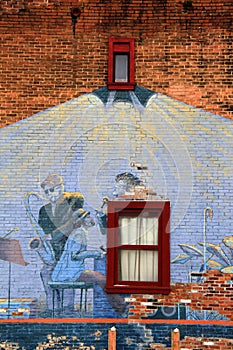 Creative use of wall with artist's grafitti,Saratoga Springs,New York,2014