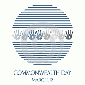 Creative vector abstract round logo with blue stripes for Commonwealth Day.