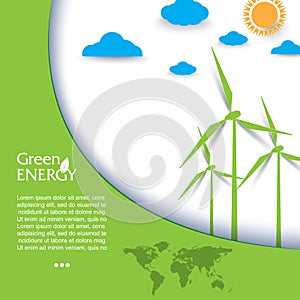 Creative vector design regenerative energy with wind turbines