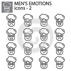 Creative vector icon set - boy, man Emoticons. Set of smiley icons: different emotions. Vector icons of smiley