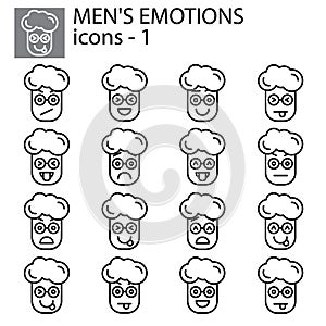 Creative vector icon set - boy, man Emoticons. Set of smiley icons: different emotions. Vector icons of smiley