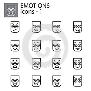 Creative vector icon set - Emoticons. Set of smiley icons: different emotions. Vector icons of smiley