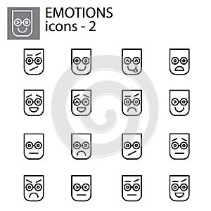 Creative vector icon set - Emoticons. Set of smiley icons: different emotions. Vector icons of smiley