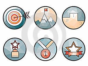 Creative vector icons related to sports and victories photo