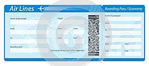 Creative vector illustration of airline boarding pass ticket isolated on transparent background. Art design for traveling by plane