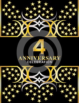 Creative vector illustration of Anniversary celebration of 4 years background. Anniversary invitation card