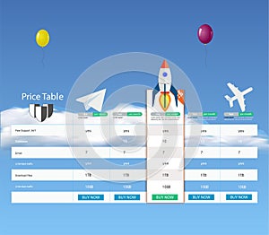 Creative vector illustration of business plans web comparison pricing table isolated on transparent background.